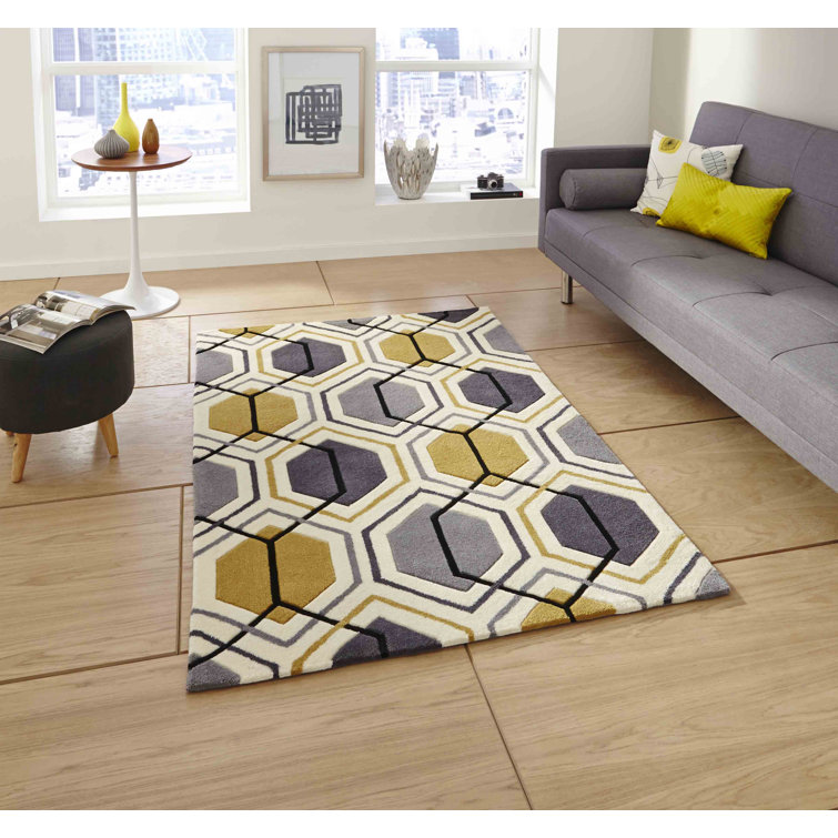 Hong Kong area rug Hand Tufted Rectangle Grey/Yellow