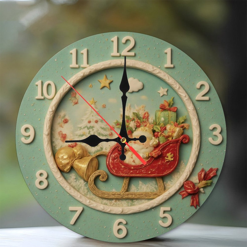 Horloge de Noël avec traîneau du Père Noël
