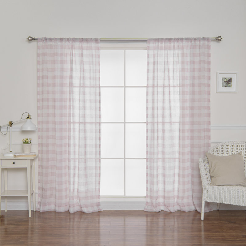 Paire de rideaux transparents avec passe-tringle Wacker, Rose
