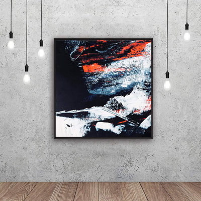 Impression sur toile, rouge, blanc, noir, champ abstrait, formes minimalistes, dramatique alternative