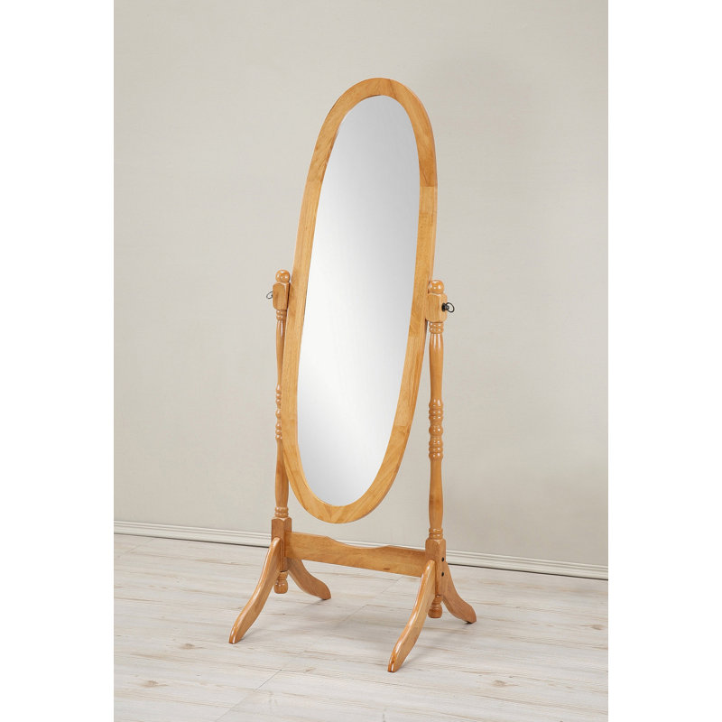 Miroir de plancher traditionnel en bois de style reine Anna, finition chêne, Chêne