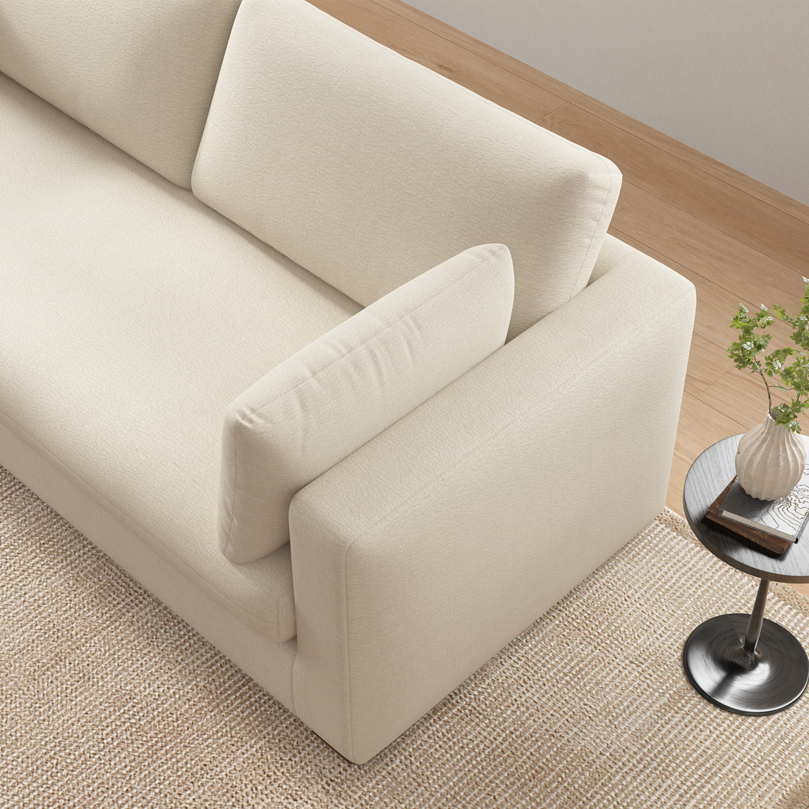 Haven 88" Linen Sofa, White, Removable Cover