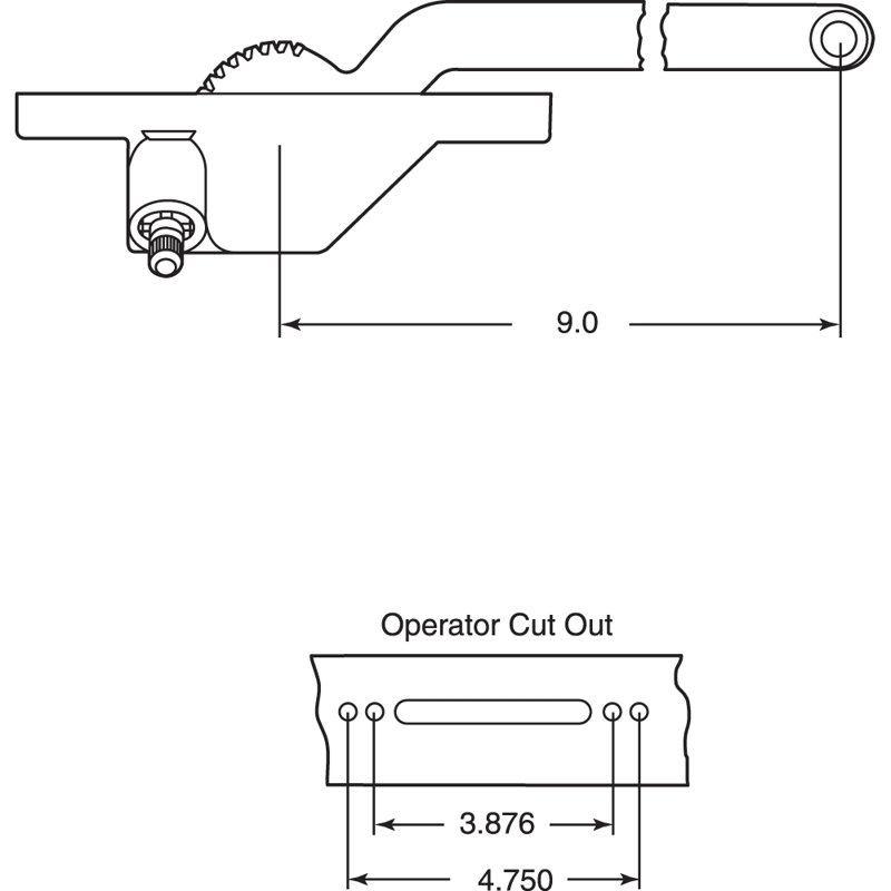 Opérateur à bras simple Prime-Line, main gauche, bronze, rouleau de guidage en acier inoxydable, manivelle (paquet simple)