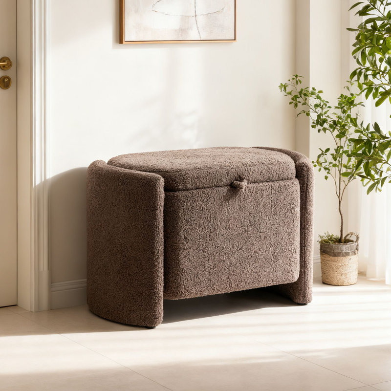 Repose-pieds rembourré avec couvercle Modern, Brun