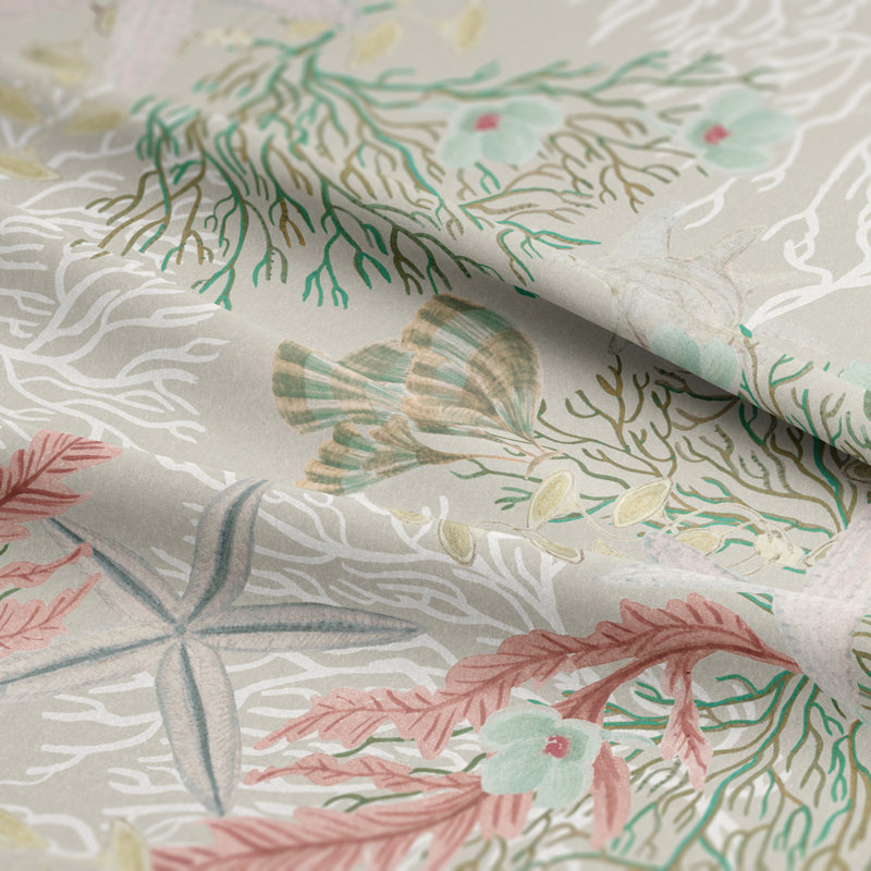 Under The Sea  Ocean Cotton Comforter Set, King Comforter + 7 Additional Pieces, Coral