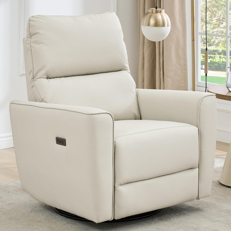 Power Recliner Chair with USB Port, White