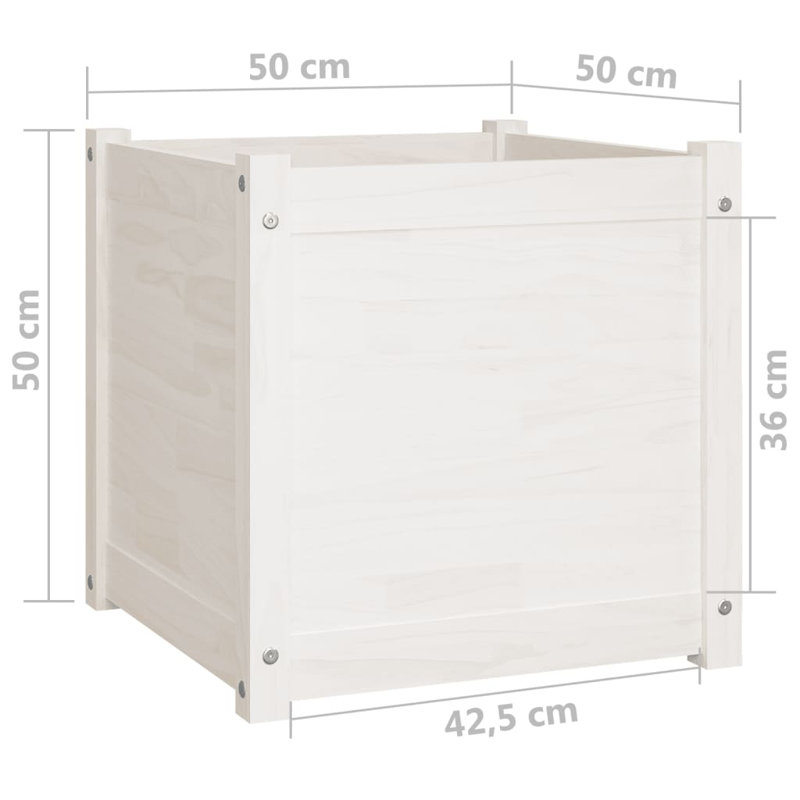 Wood Pot Planter, White, 19.7" H x 19.7" W x 19.7" D, 2