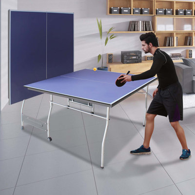 8ft Mid-Size Foldable & Portable Table Tennis Set with Net, Paddles, and Balls for Indoor Games