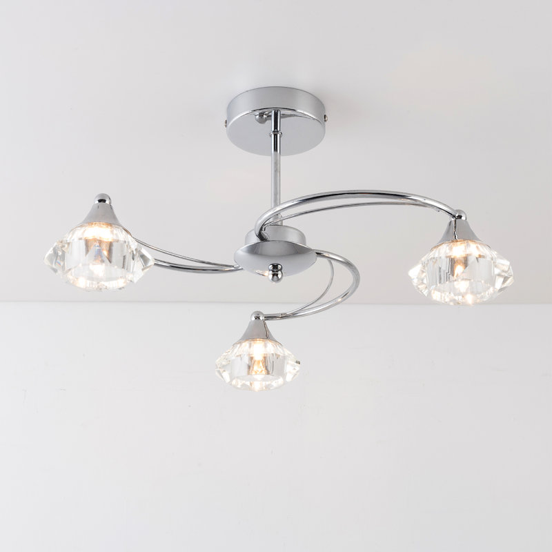 Rivale Glass Semi Flush Mount, Polished Chrome