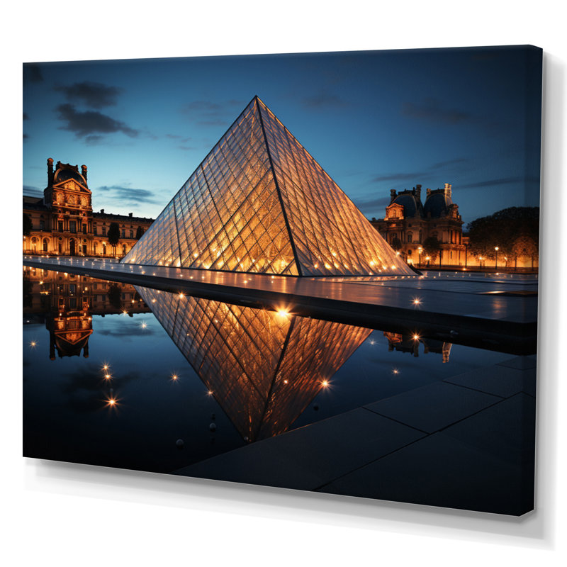 France Louvre Illumination I - impression, H 34 po x l 44 po x P 1,5 po, Toile tendue
