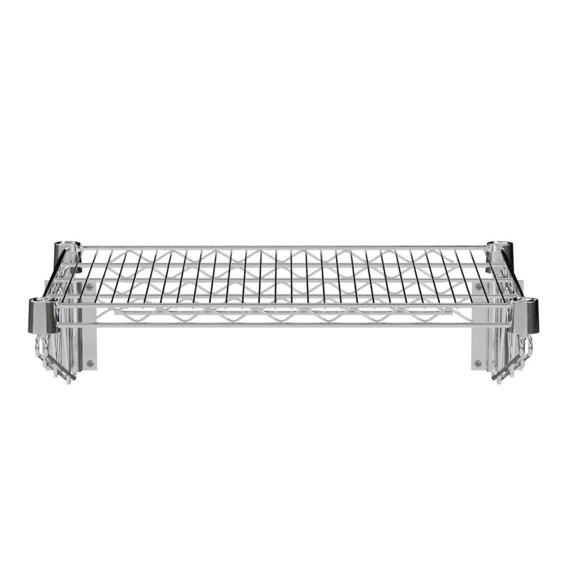 Chrome Wire Wall Mount Shelf, 8" H x 24" W x 18" D