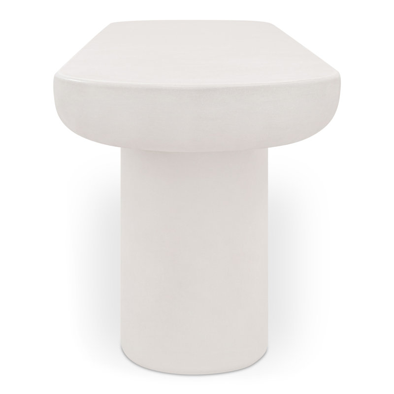 Ansel Stone Garden Bench, Cream, 19.29"H x 68.11"W x 15.75"D