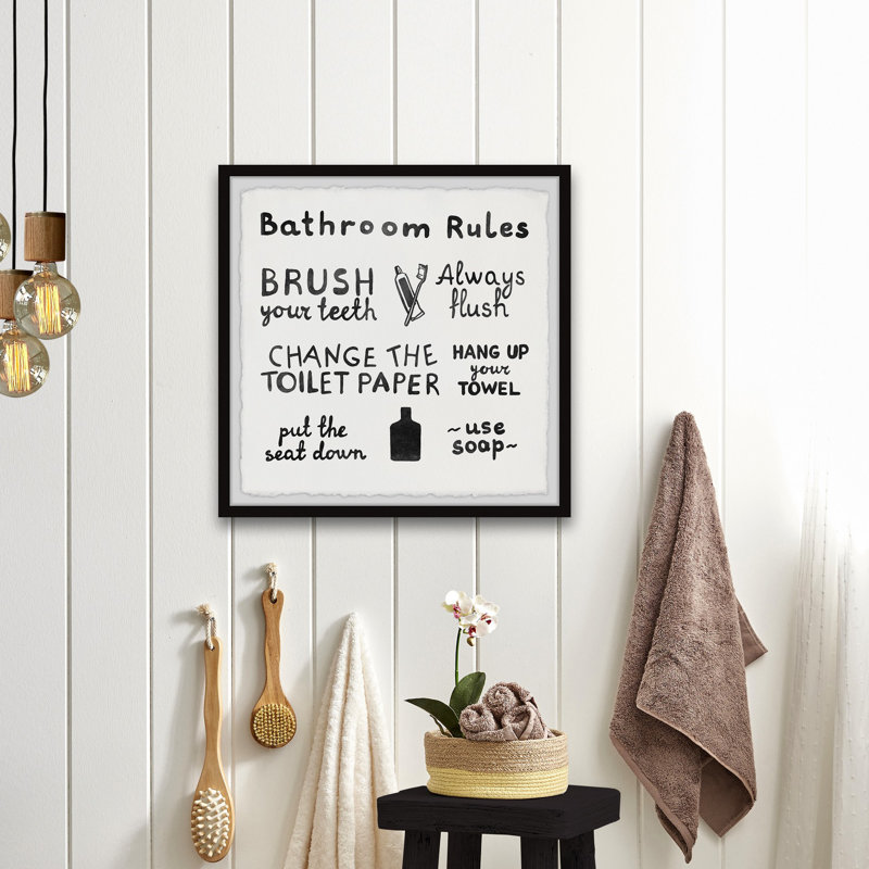 My Bathroom Rules - Single Picture Frame Print, 81cm H x 81cm W x 3.81cm D
