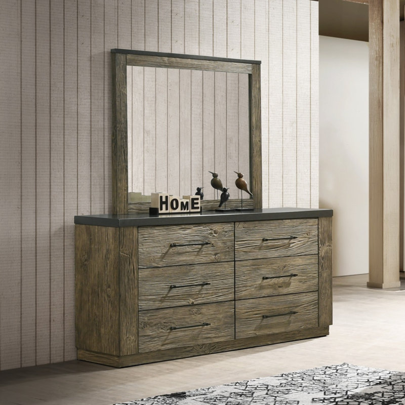 Commode 6 tiroirs avec miroir Menik