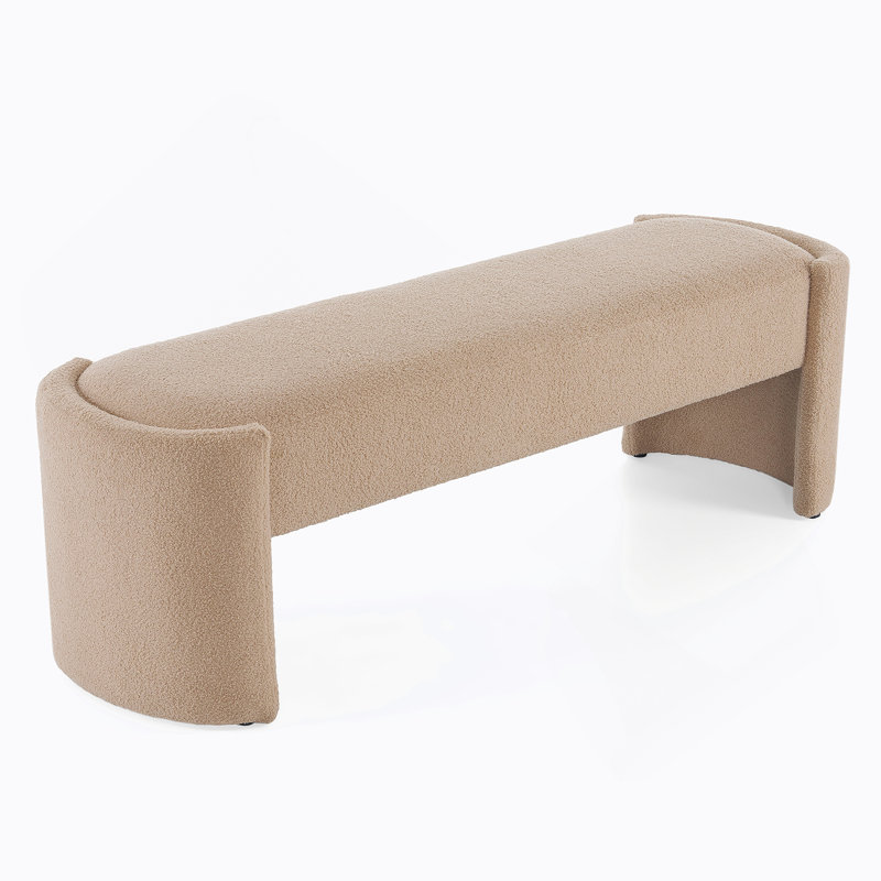 Elegant and Simple Long - shaped Ottoman Bench, Light Camel