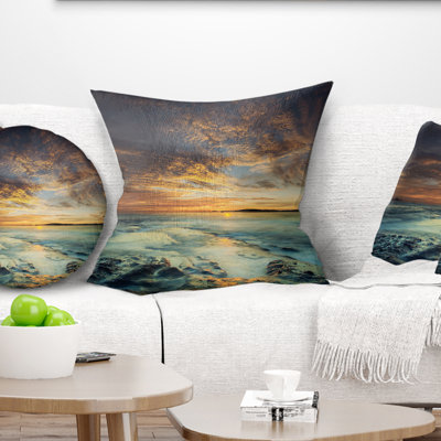 The Tanah Lot Temple In Bali Island - Sea & Shore Printed Throw Pillow