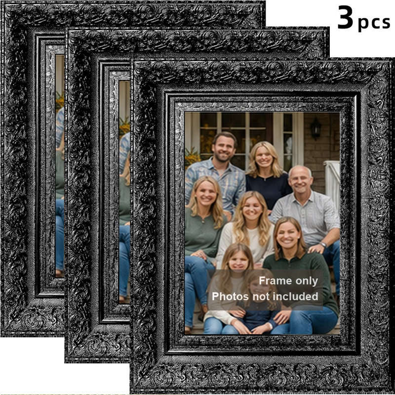 Cadre photo à mémoire de forme 3 pièces 11 "x 14" noir pour présentation de photos de mariage, Noir, 3, 11" W x 14" H