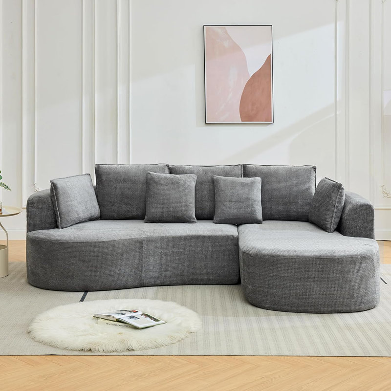 Canapé modulaire incurvé modulaire surdimensionné 106 po, Chenille grise