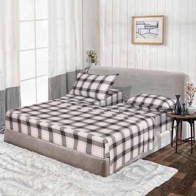 Lit double RUVANTI en flanelle 100 % coton biologique, vert à chevrons