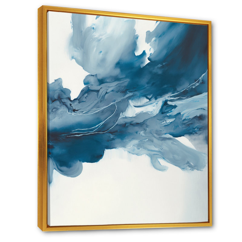 " Imperial Blue Solitude VI ", 34" W x 44" H, Gold Floater Framed Canvas