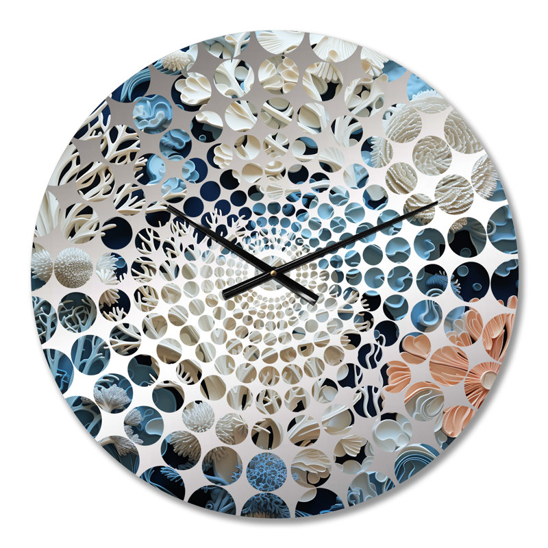 Horloge murale bord de mer sous l'eau et coraux bleus I, Petit