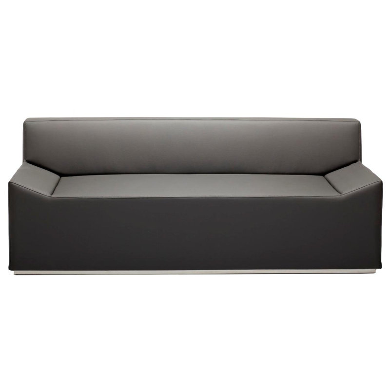 Couchoid Leather Sofa, Slate Genuine Leather, 28" H x 75" W x 34" D