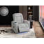 Fauteuil inclinable électrique avec chargeur sans fil, porte-gobelet de refroidissement, bras de rangement, haut-parleurs, éclairage DEL et port USB, gris clair-413891979