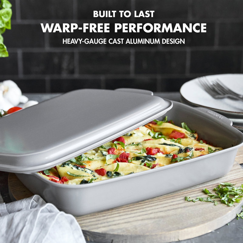 GreenPan Premiere Ovenware Healthy Ceramic Nonstick 14.6" x 9.5" Rectangular Baking Pan with Lid