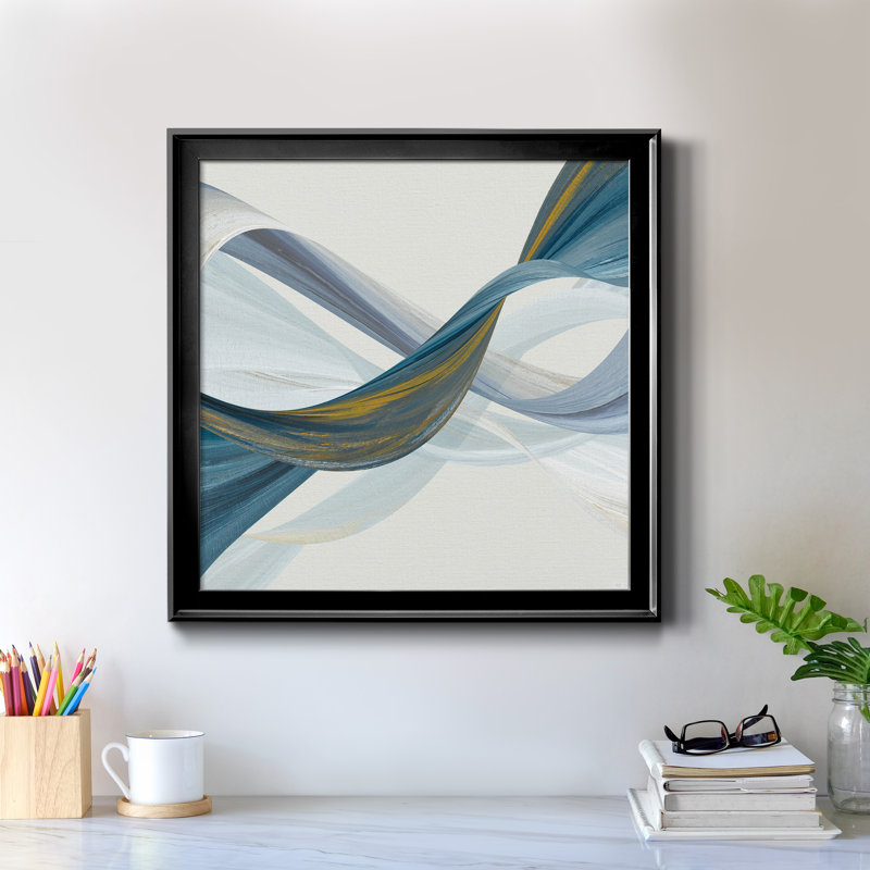 Changer les courants II - peinture sur toile encadrée, H 30,5 po x l 30,5 po x P 1,5 po, Cadre noir