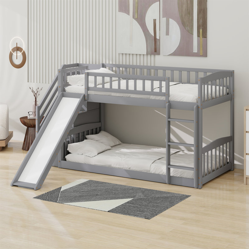 Bunk Bed With Storage Stairway And Slide, Grey