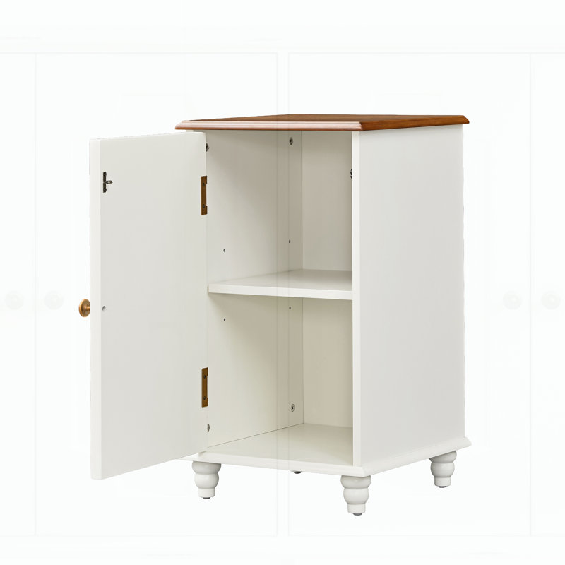 Armoire Mid-Century moderne, armoire à serviettes, armoire de rangement rétro avec portes et tablette réglable, Blanc