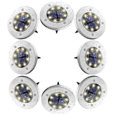 Solar Ground Lights 8 LED Garden Waterproof Disc Light Outdoor Pathway Light for Lawn Deck Walkway
