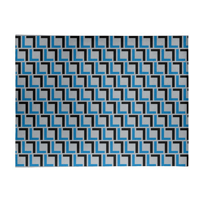 Tapis géométrique gris / bleu / noir