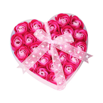  24 Pcs Blush/Rose Gold Scented Rose Soap Party Favors with Gift Box and Ribbon