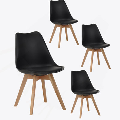Ensemble de quatre chaises de salle à manger avec pieds en bois pour la cuisine et la salle à manger