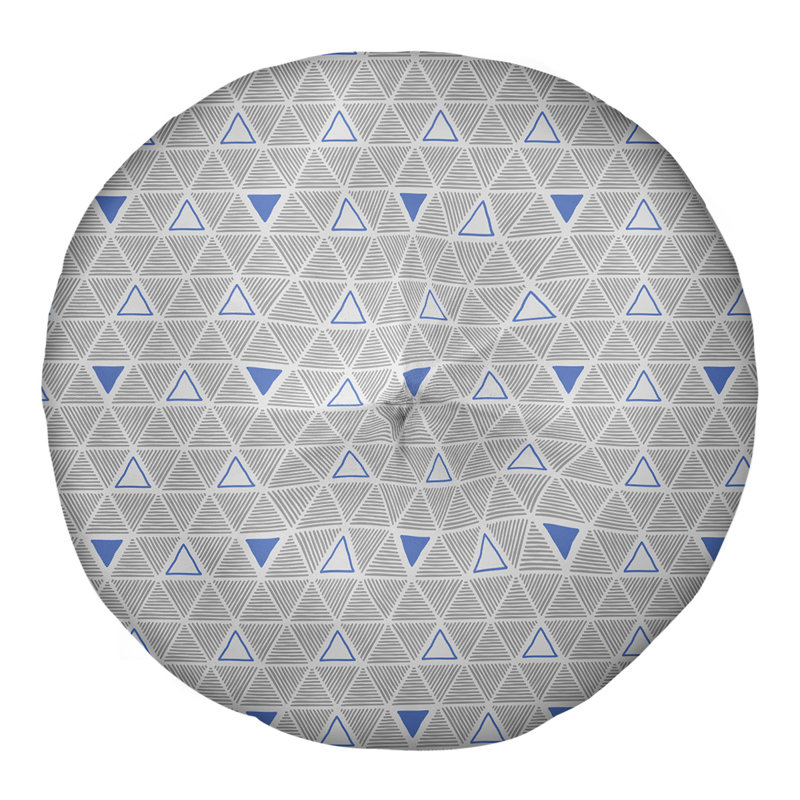 Coussin de sol classique à motif de triangles dessinés à la main, 30 po x 30 po, Accent bleu