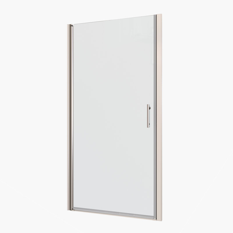 Élégante porte de douche pivotante universelle à réglage de 1 3/8 po, ouverte à l'extérieur, avec verre trempé de 1/4 po