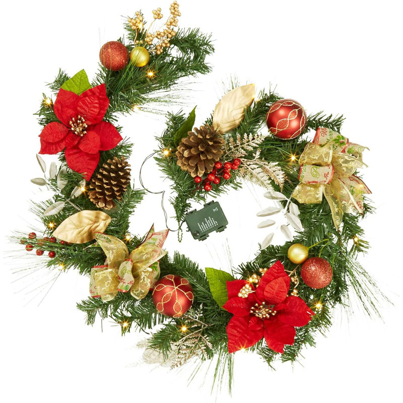 Guirlande de Noël de 6 pi à piles avec lumières, 8 modes et minuterie pour manteau de cheminée intérieur et décoration des Fêtes