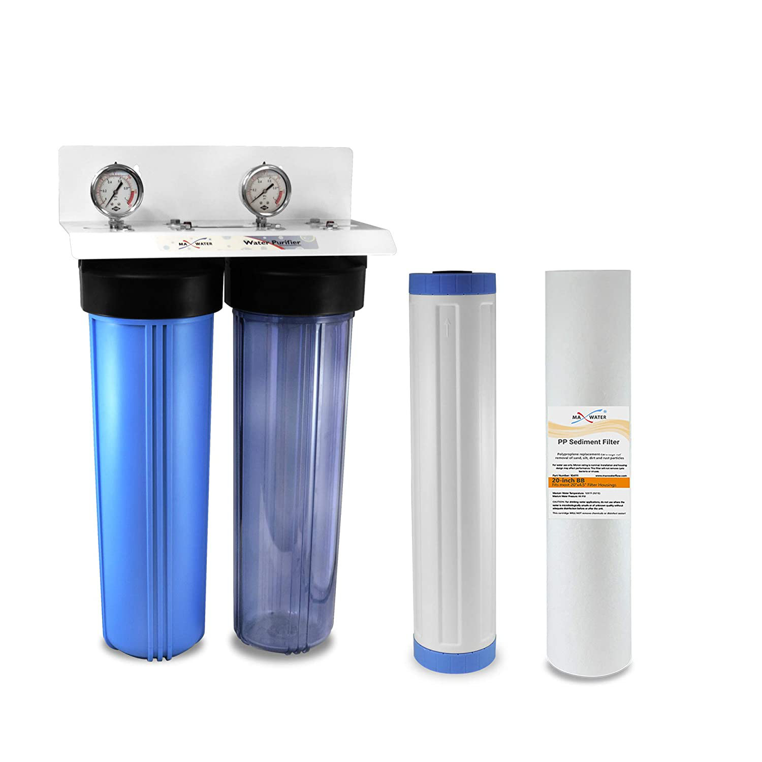 Max Water 2 Stage 20 x 4.5 Inch Water Filtration System for Whole House ...