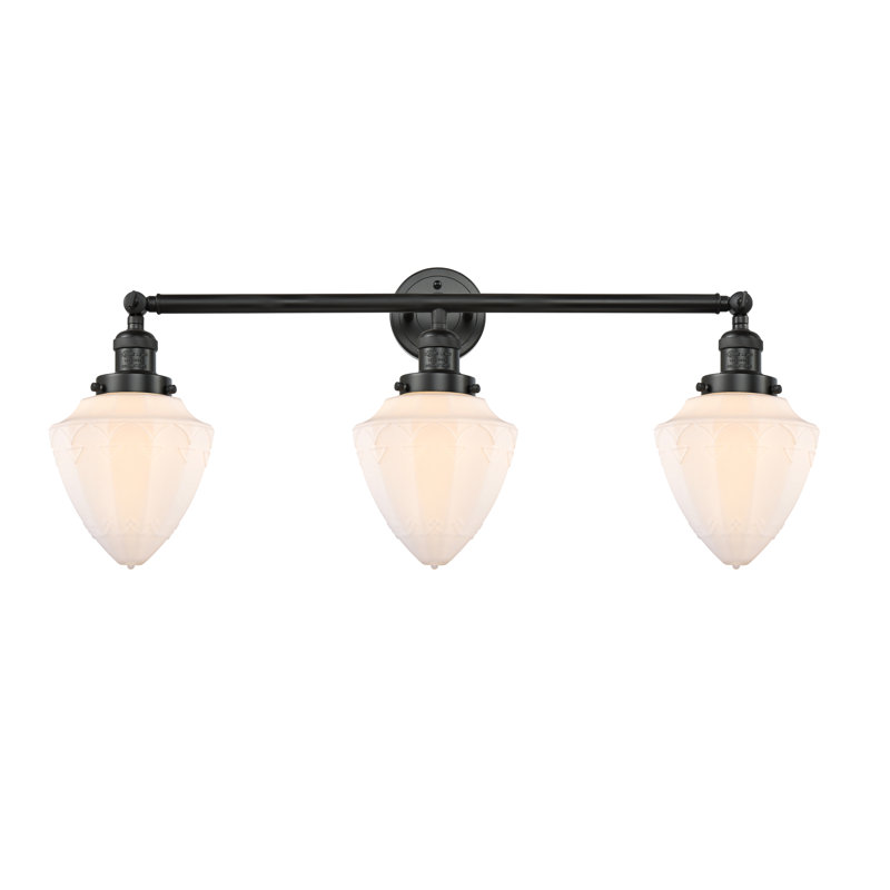 Éclairage pour meuble-lavabo à intensité variable à 3 lumières Arns, Blanc mat, Noir mat