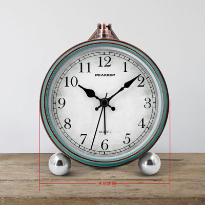 4" Small Battery Operated Antique Retro Analog Alarm Clock For Room Decor, Silent Elegant Bedside Desk Table Gift Clock
