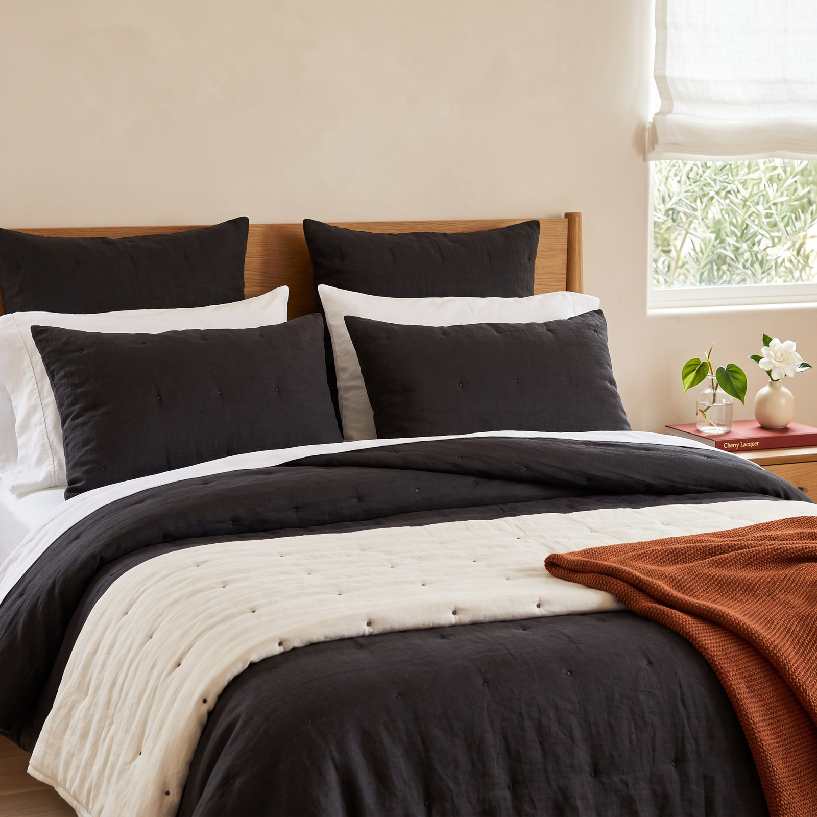 Linen Quilt Set, King Quilt, Gray