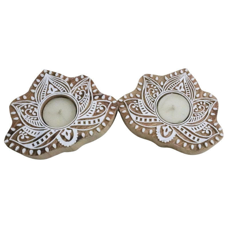  Rustic Wooden Tea Light Holder Handmade 4x5 Candle Stand, Natural Stain Finish for Elegant Home Décor-(Pack Of-5), 5
