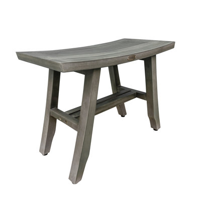 CoastalVogue’s 12'' W Teak - Wood Shower Bench in Antique Grey Finish