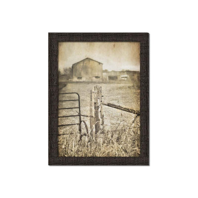 Farm Beyond the Fence by Hal Halli. Paper Print - Mounted & Framed with Clear Acrylic