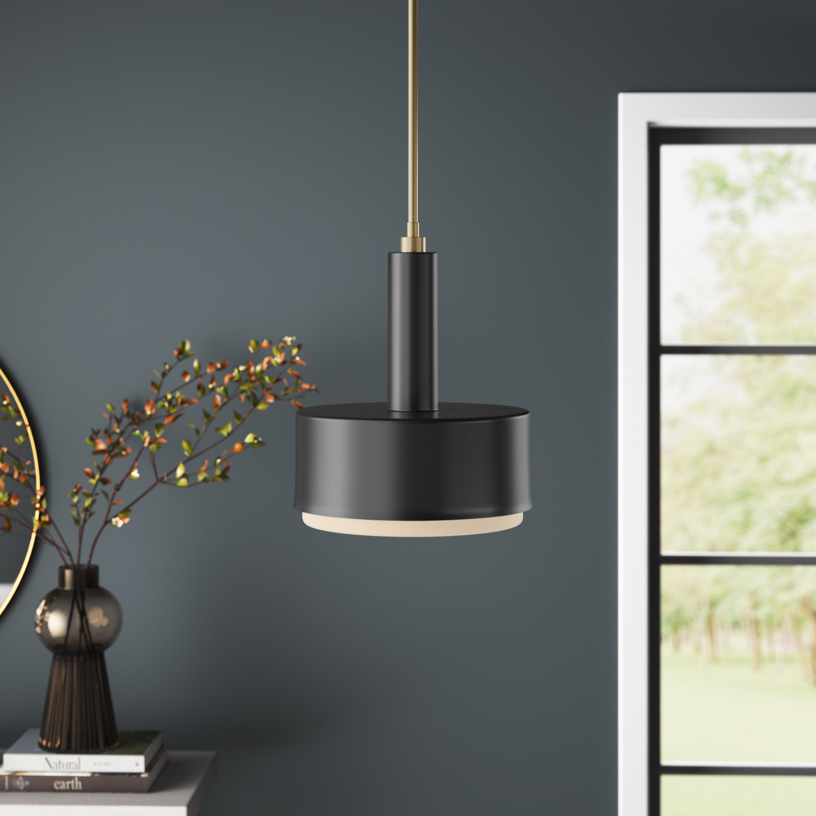 Fitzgerald 2 Light Dimmable Pendant, Black