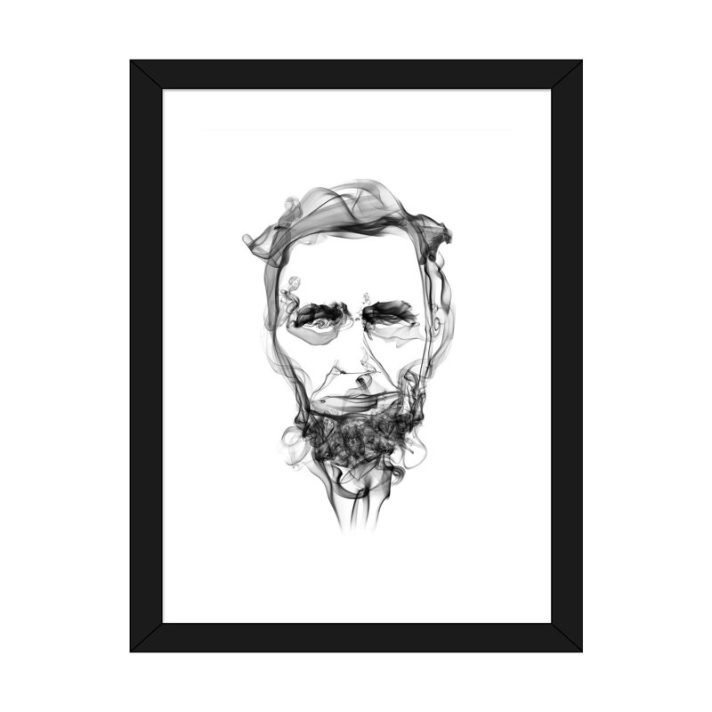 «Abraham Lincoln», reproduction, H 32 po x l 24 po x P 1 po, Papier beaux-arts encadré noir