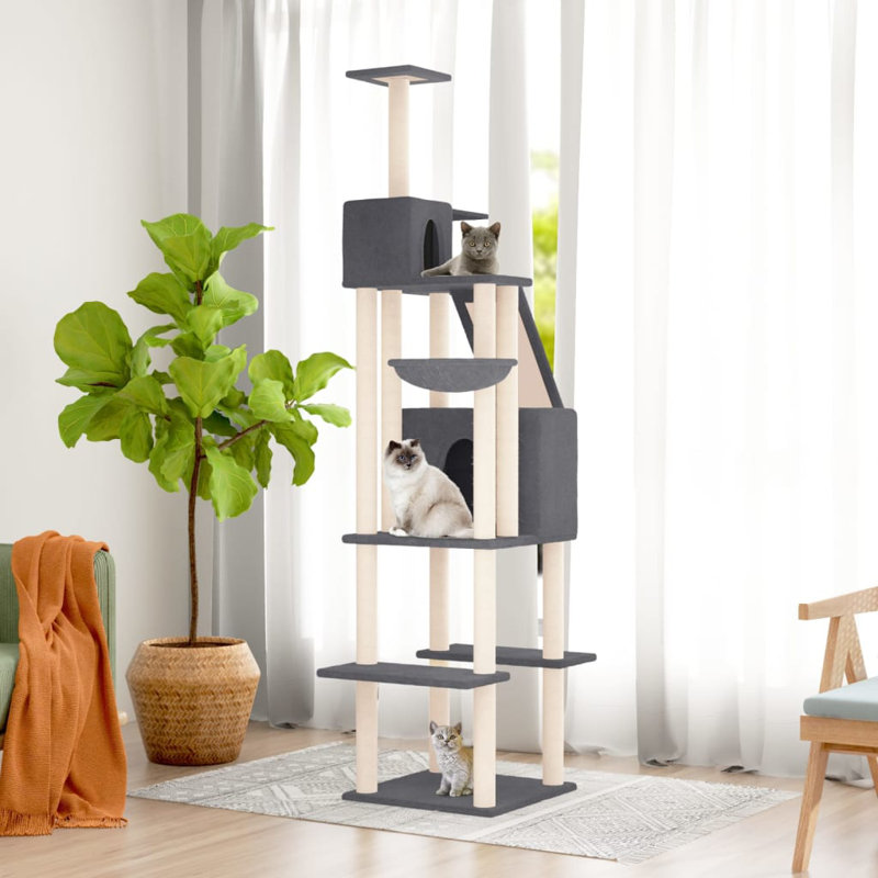 201cm H Cat Tree, Dark Grey