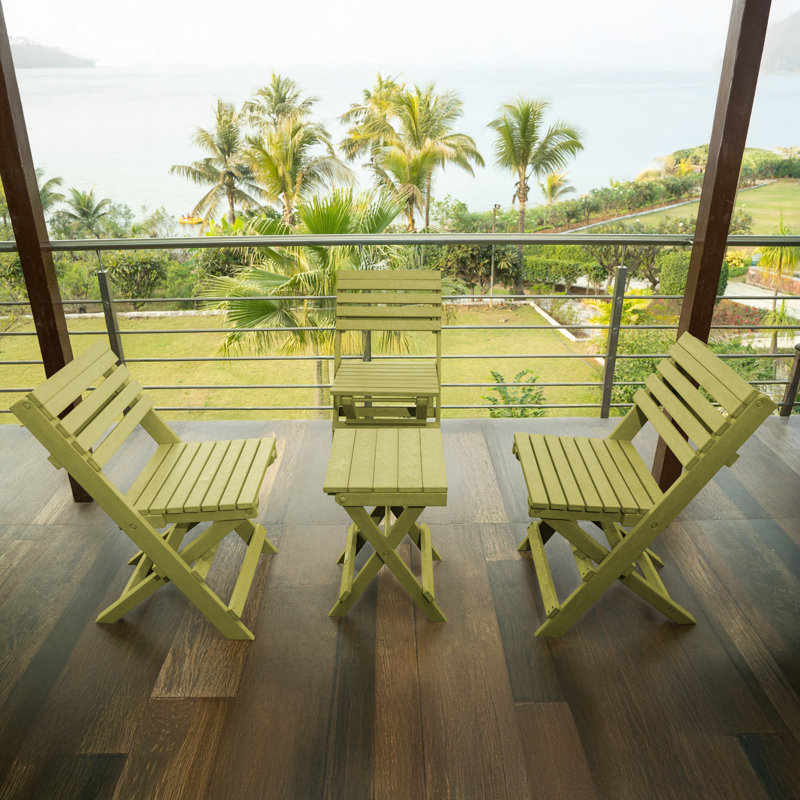 Chaise bistro pliante en PEHD entièrement recyclé toutes saisons Coastal Bay, Jaune