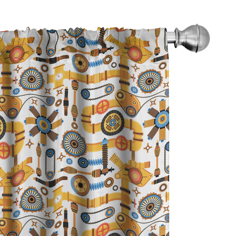 Steampunk Semi-Sheer Rod Pocket Curtain Panels, 28" x 84"